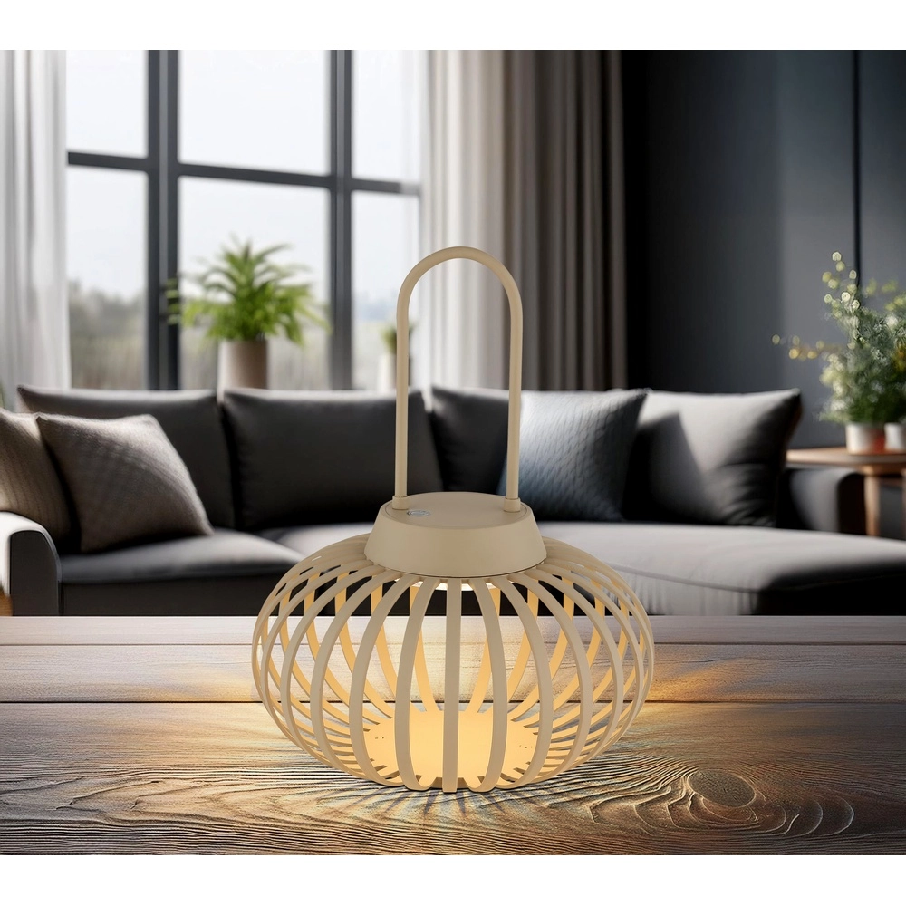 Moderne tafellamp Allegra zand bruin oplaadbaar Globo 9007371525584