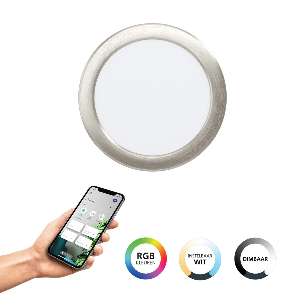 IP44 inbouw lamp Fueva 6-Z Zigbee - rvs - Ø 16,8cm