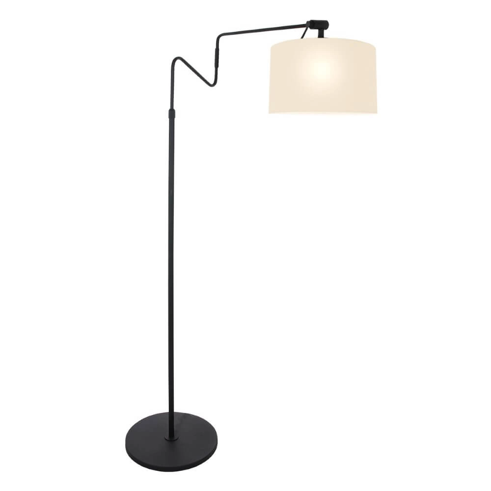 Staande leeslamp Linstrom met witte chintz kap Staande leeslamp Linstrom met witte chintz kap