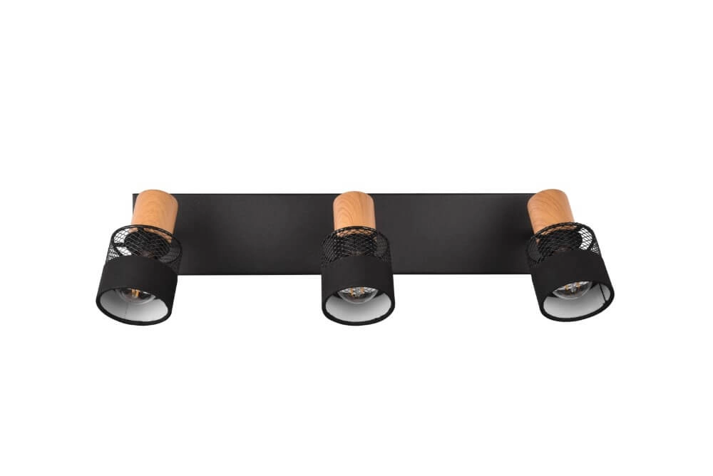 3-lichts opbouwspot Nandini zwart met hout Trio 4017807581119