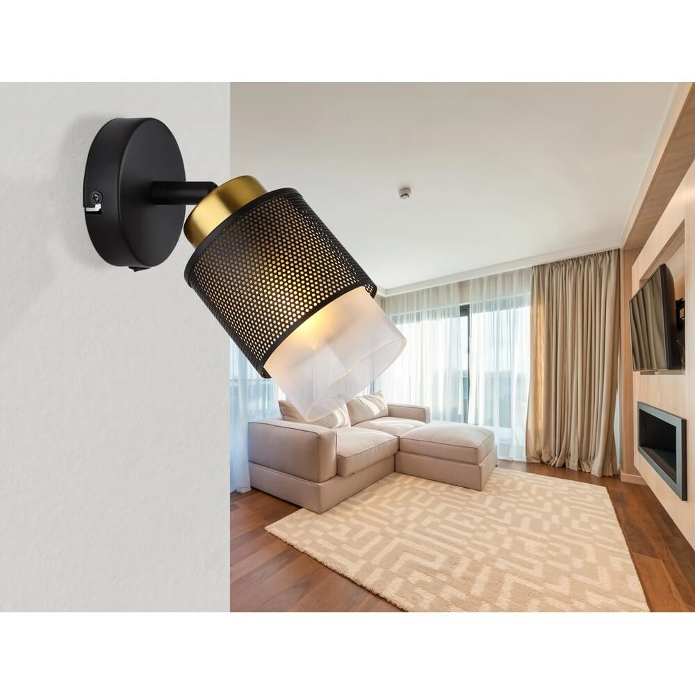 Wandlamp Olga zwart met gaas Globo 9007371446490