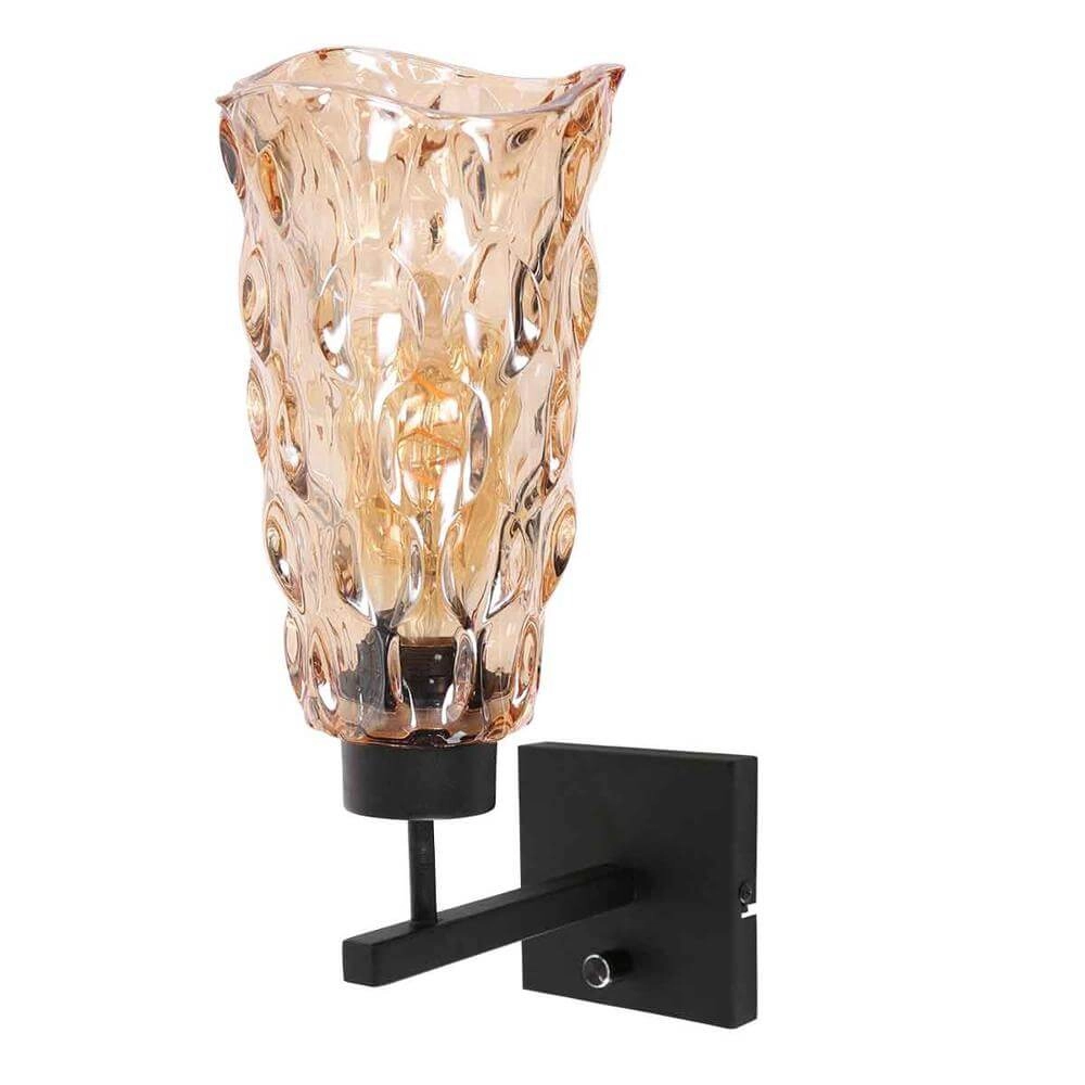 Wandlamp Stang zwart met amber glas Steinhauer 8712746173765