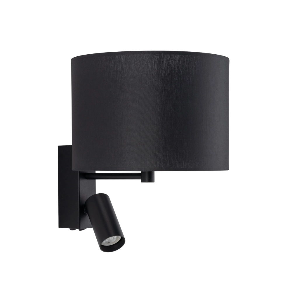 Zwarte wandlamp Lusso met schemerlampkap