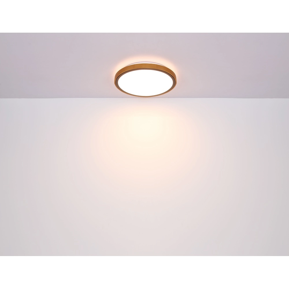 Plafondlamp Bruno Ø 30,7cm zwart met hout Globo 9007371430468