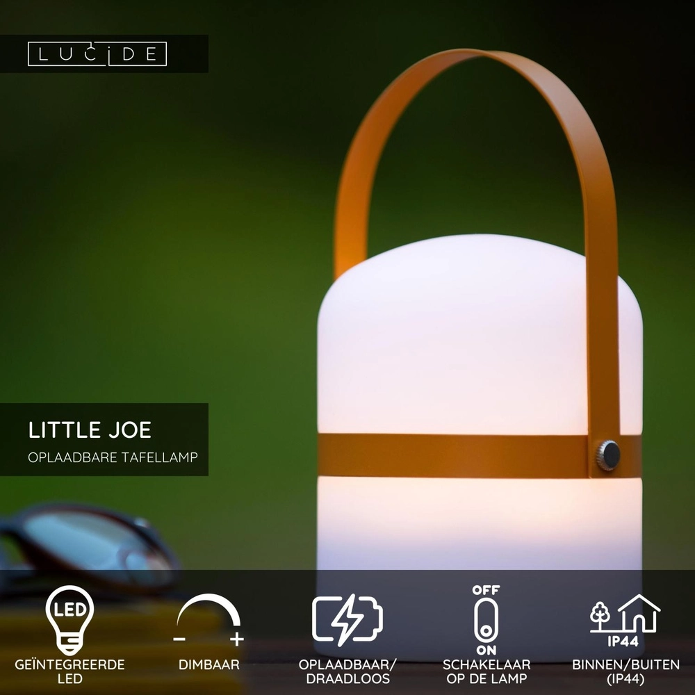 Oplaadbare tafellamp Little Joe oranje Lucide 5411212061430
