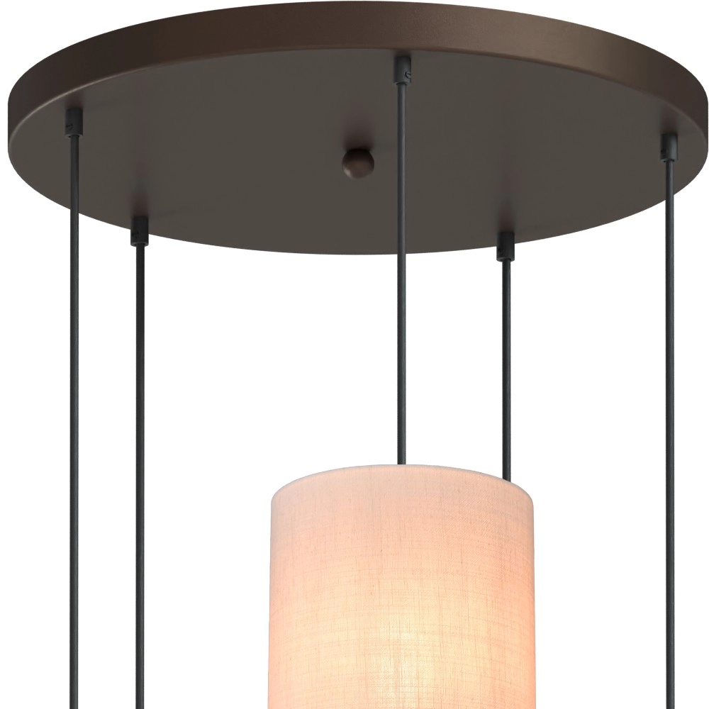 5-lichts hanglamp Lisbourg cacao met off white kap Masterlight