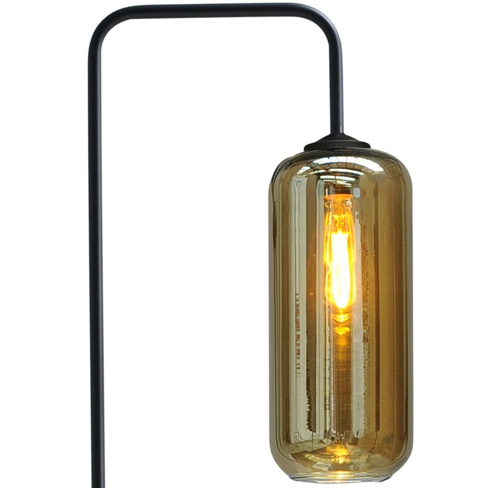 Zwarte vloerlamp Quinto met smoke cilinderglas Masterlight 8718121245034