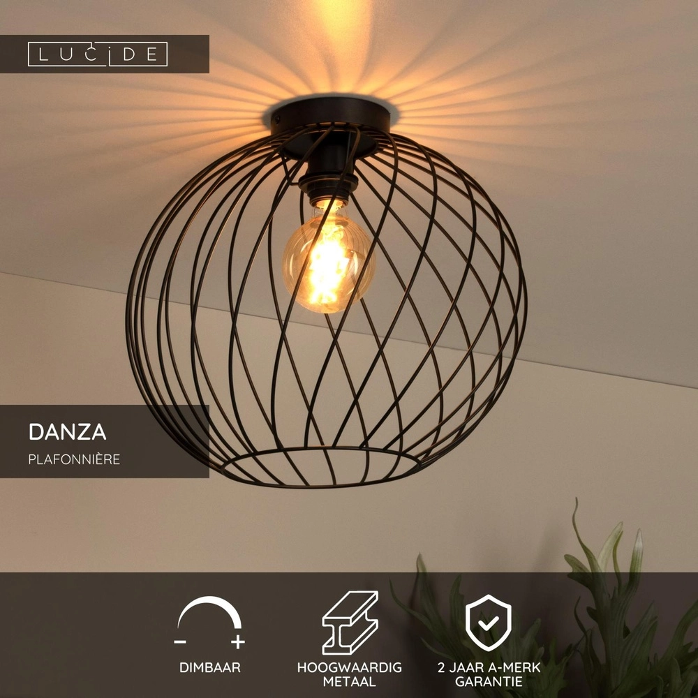 Plafondlamp Danza zwart Ø 40cm Lucide 5411212211491