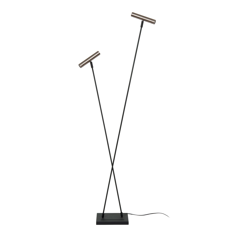 2-lichts vloerlamp Duarte zwart met metaal grijs Lucide Vibes 5411212032195
