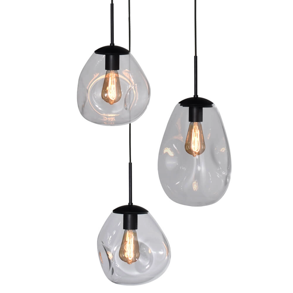 Pendel hanglamp Lava 3x helder glas Masterlight 8718121286389