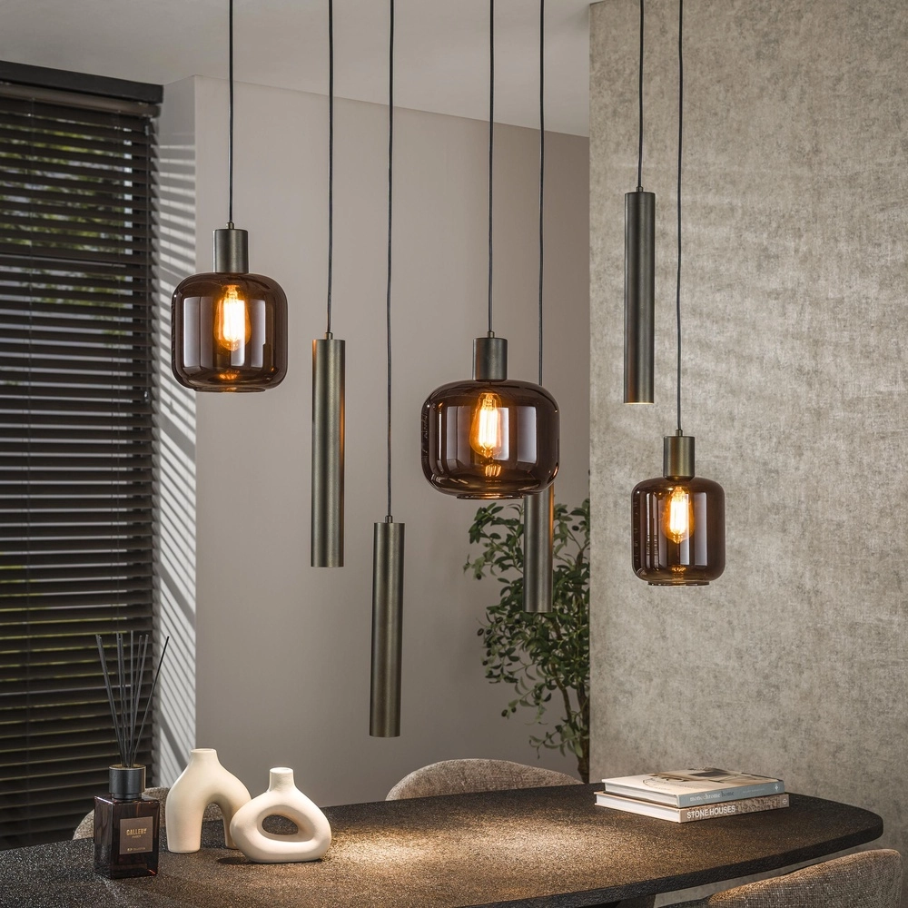 Hanglamp Bronza Sienna bruin - donker glas