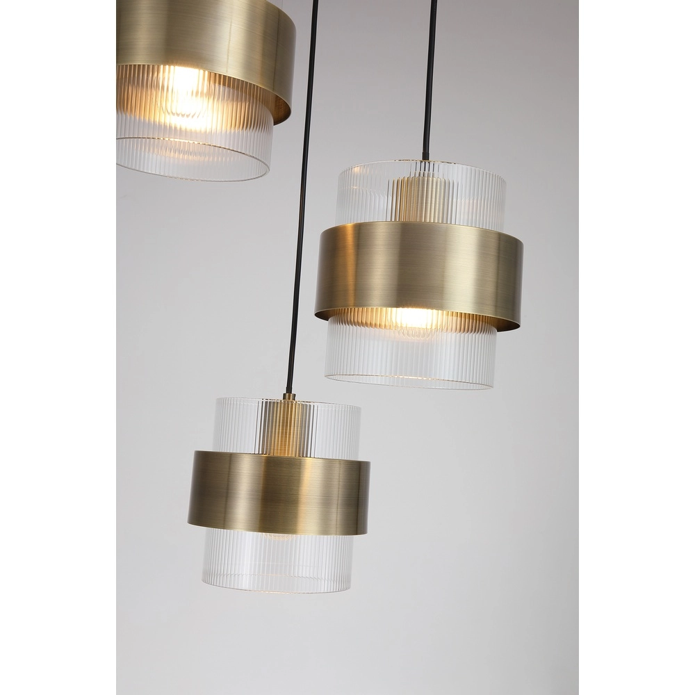 Hanglamp Royal 3-lichts antiek messing Searchlight 5,05342E+12