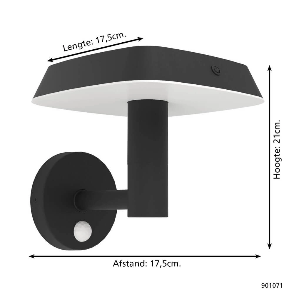 Solar wandlamp Dreoli zwart Eglo 9008606297986