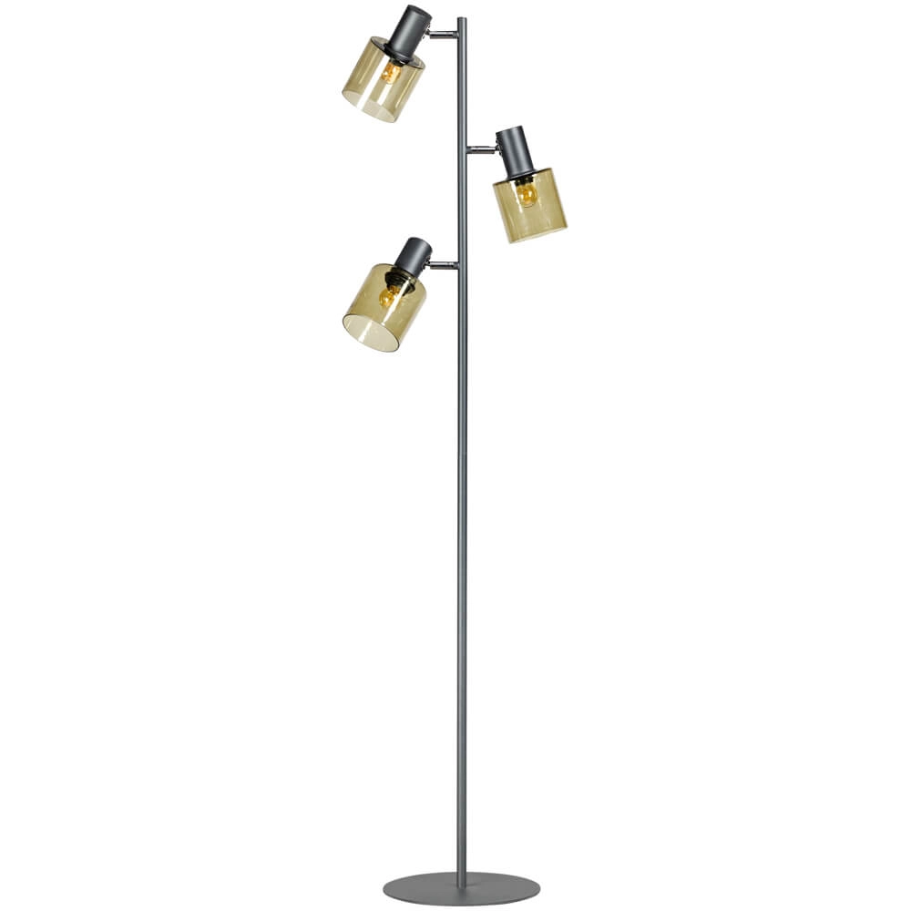 Glazen vloerlamp Sledge Glass 3-lichts zwart met goud glas