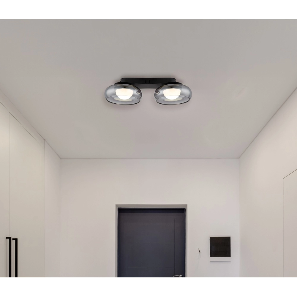 Design plafondlamp Carlene 2-lichts zwart Globo 9007371569175