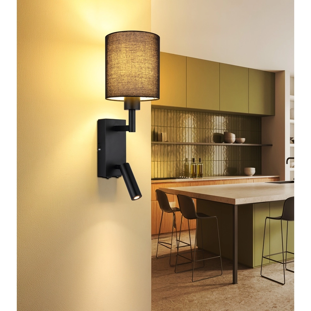 Bedlampje Zamora zwart met zwarte kap Globo 9007371575893