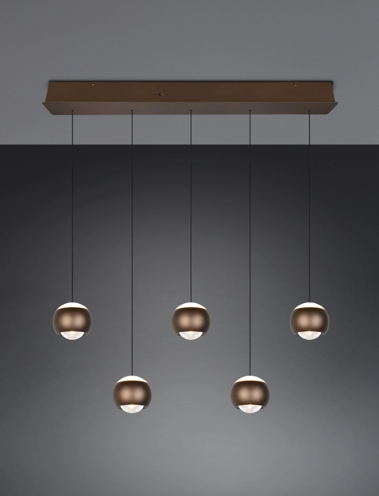 5-lichts led hanglamp Orbit eettafel - platinum bruin Trio 4017807686593