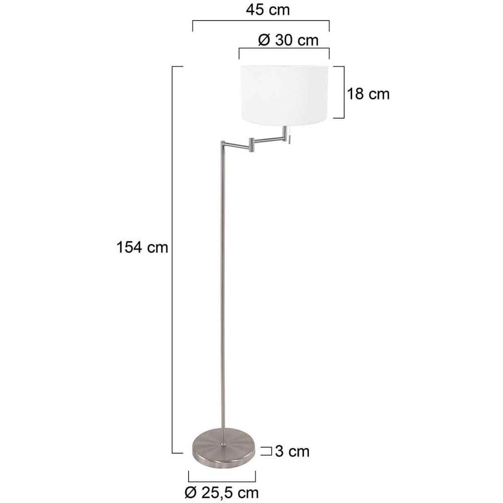 Vloerlamp Bella metaal met witte kap Steinhauer 8712746174496