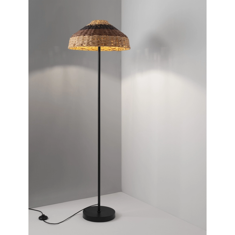 Vloerlamp Caro zwart en rotan Vloerlamp Caro zwart en rotan