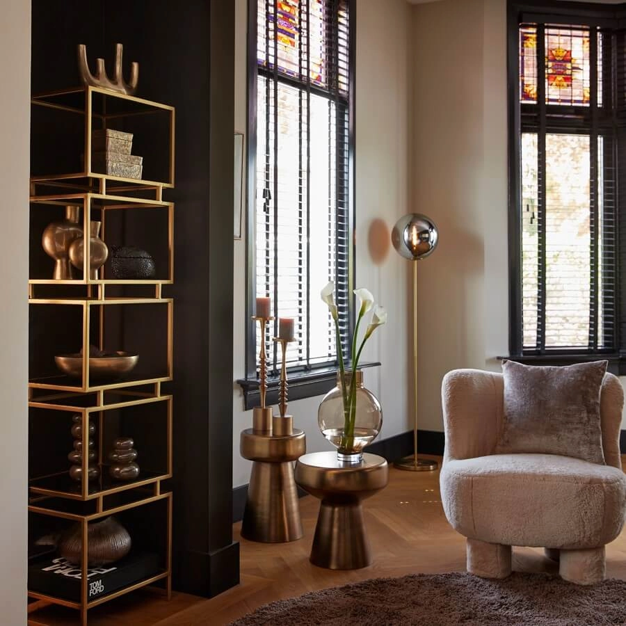 Gouden vloerlamp Medina met smoke glas Light & Living 8717807696979