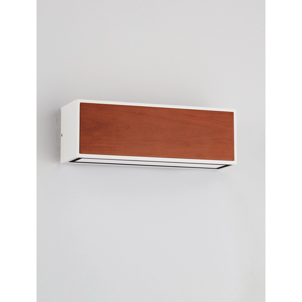 Solar wandlamp Brown wit met hout Lyora 5212017449467