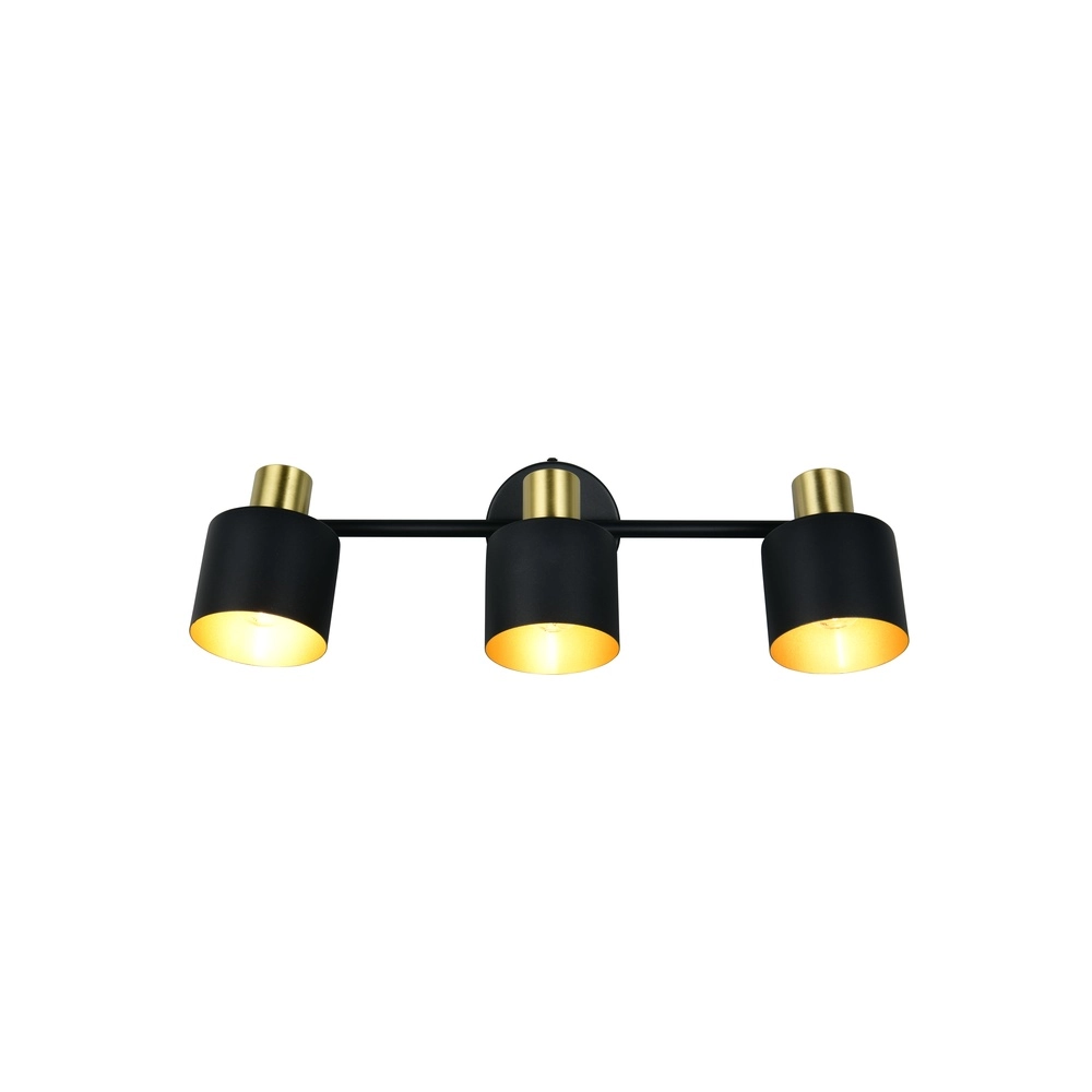 Plafondlamp Eva 3-lichts zwart met goud Trio 4017807654660