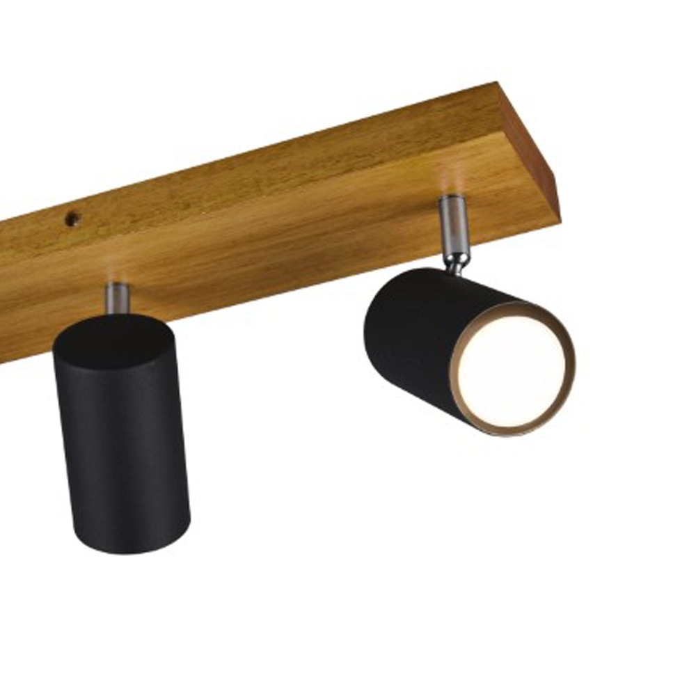 3-lichts opbouwspot Marley zwart op hout Trio 4017807488012