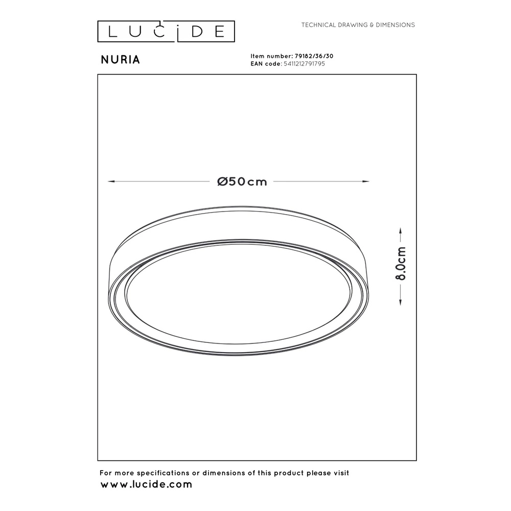 plafonniere Nuria Ø 50cm zwart Lucide 5411212791795