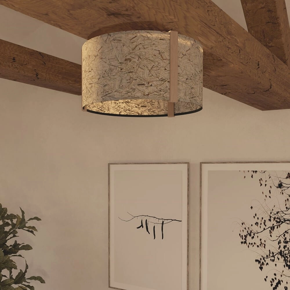 Plafondlamp Hontongas hout met beige kap Stars of Light 9008606274611