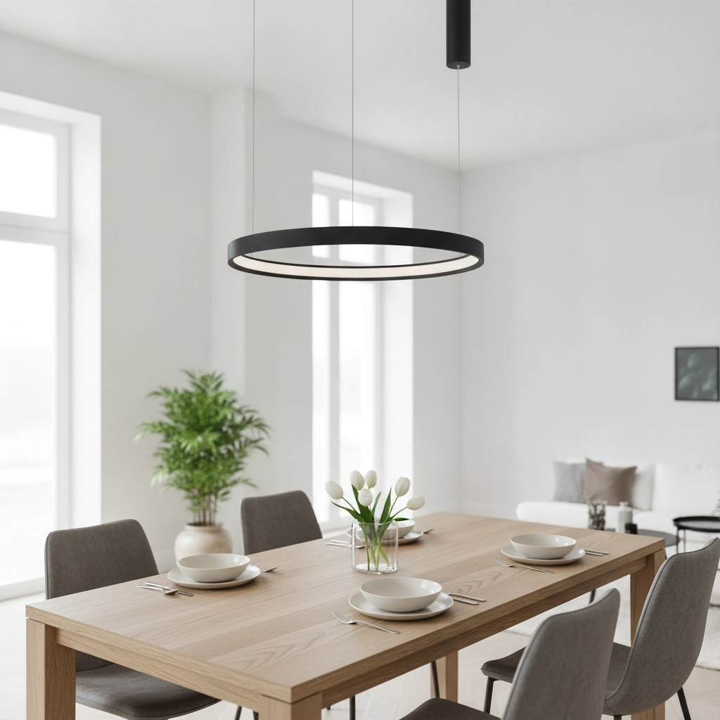 Ronde hanglamp Perrine zwart Ø 60cm