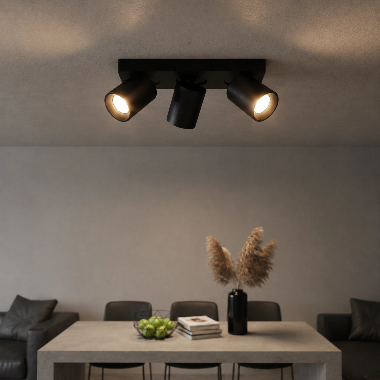 3-lichts opbouwspot Megano zwart