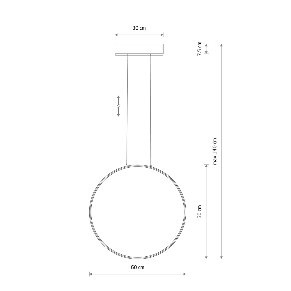 Design hanglamp Circolo Led wit Ø 60cm verticaal Lyora 5903139116053