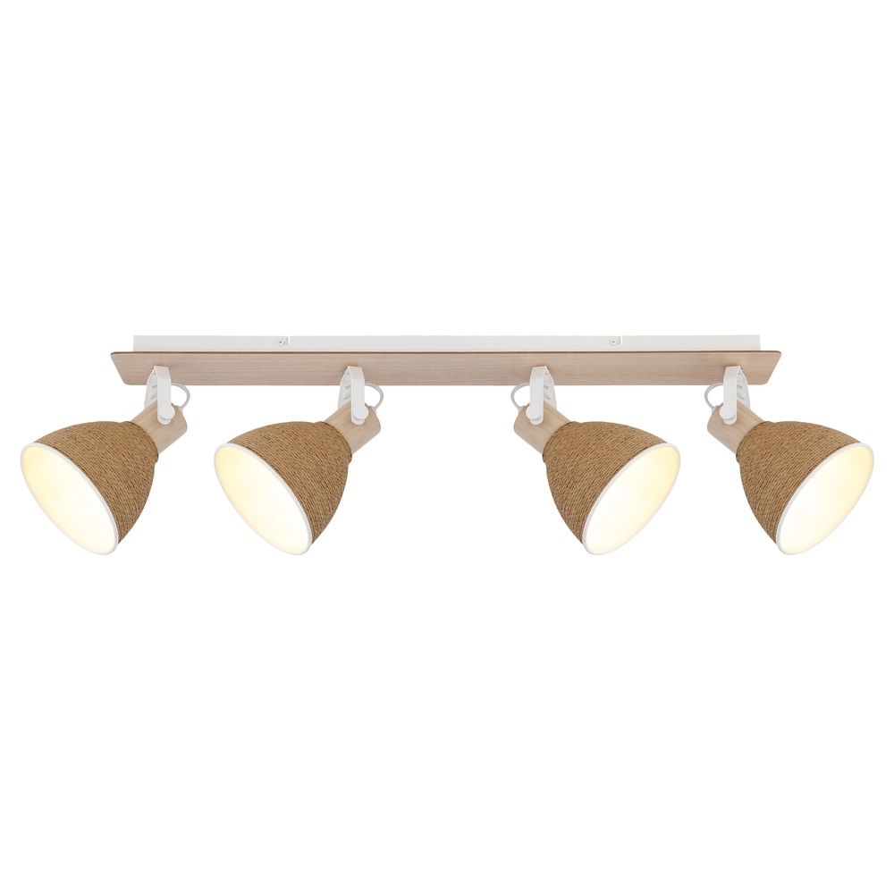 Plafondlamp Lyndon 4-lichts wit met rotan Globo 9007371589746