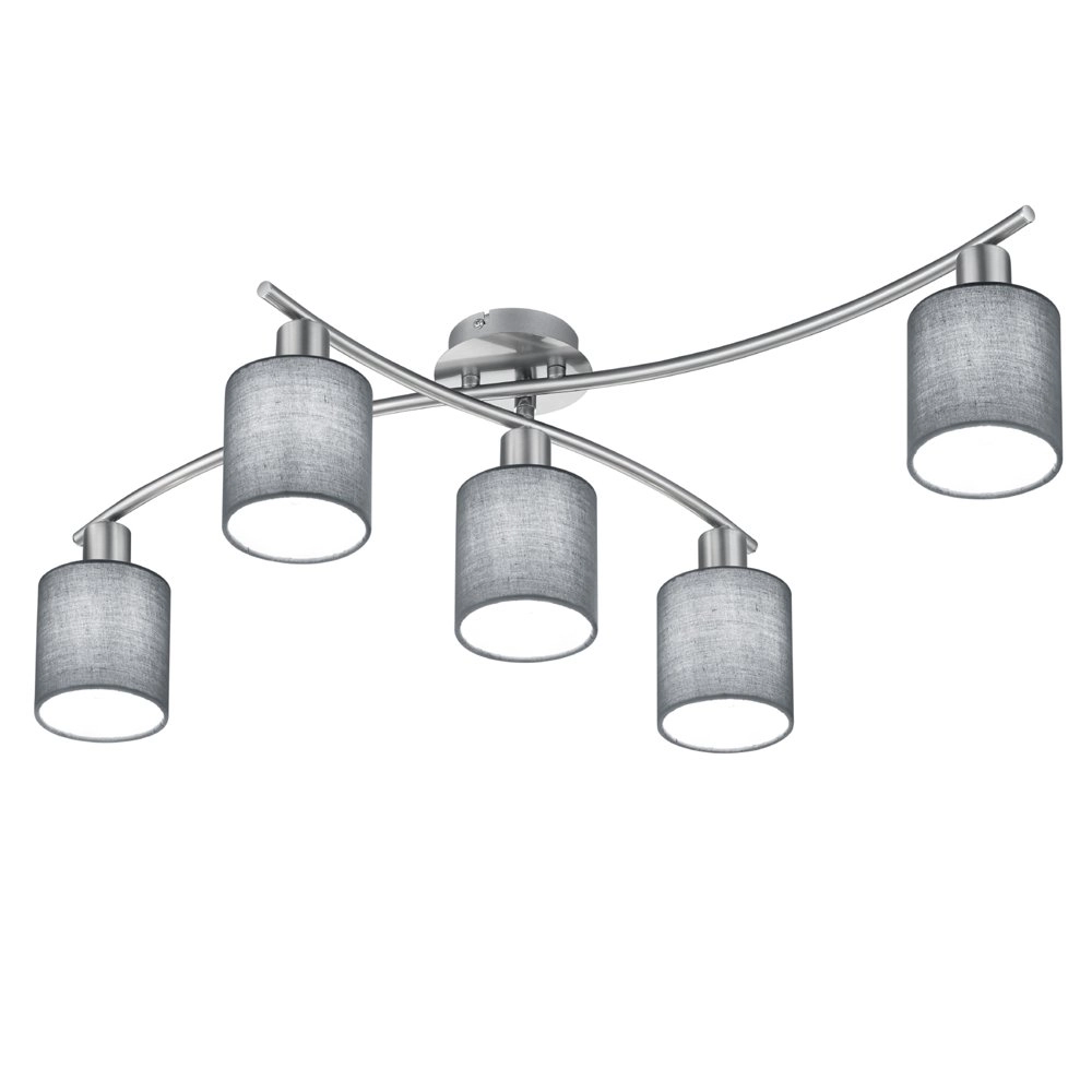 Plafondlamp Garda 5-lichts nikkel mat met antraciet Plafondlamp Garda 5-lichts nikkel mat met antraciet