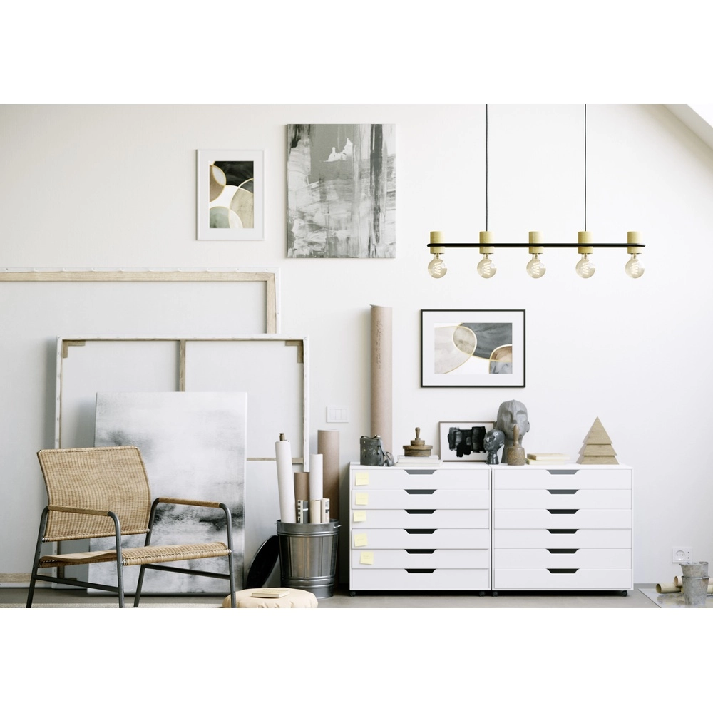 Hanglamp Chieveley met houtlook - 5x E27 Eglo 9002759435417