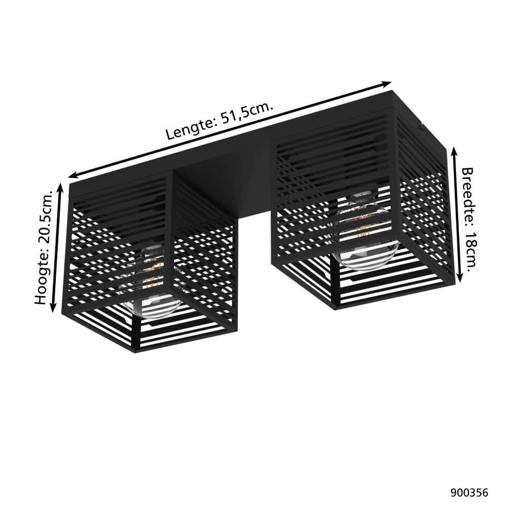Plafondlamp Piedritas zwart - 2x E27 Eglo 9008606235711