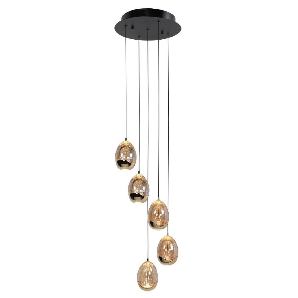 Hanglamp Golden Egg zwart 5-lichts