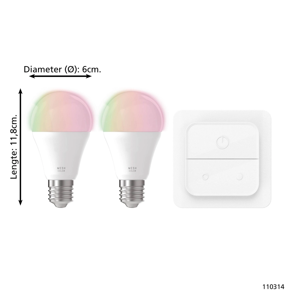 Set van 2 led Zigbee E27 4,5W - 400lm - 2700-6500K - A60 Eglo 9008606293872