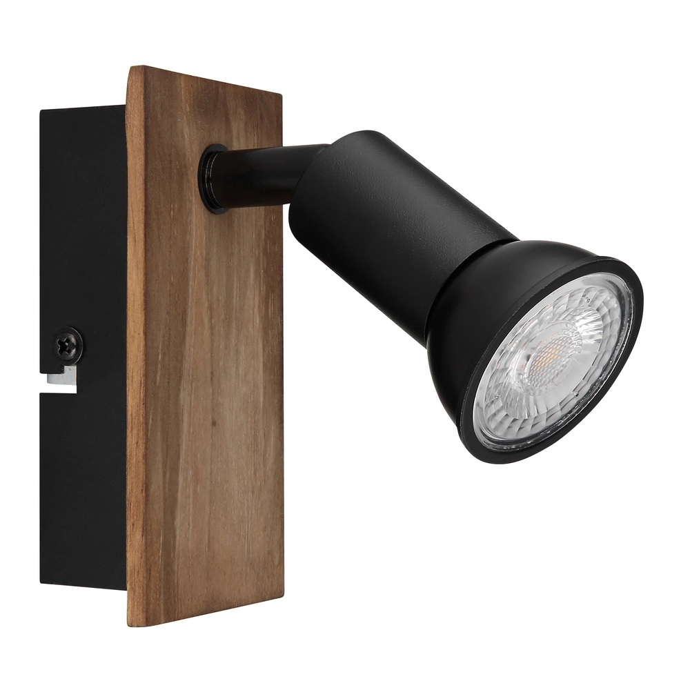 Opbouwspot Drew zwart met hout Globo 9007371442775