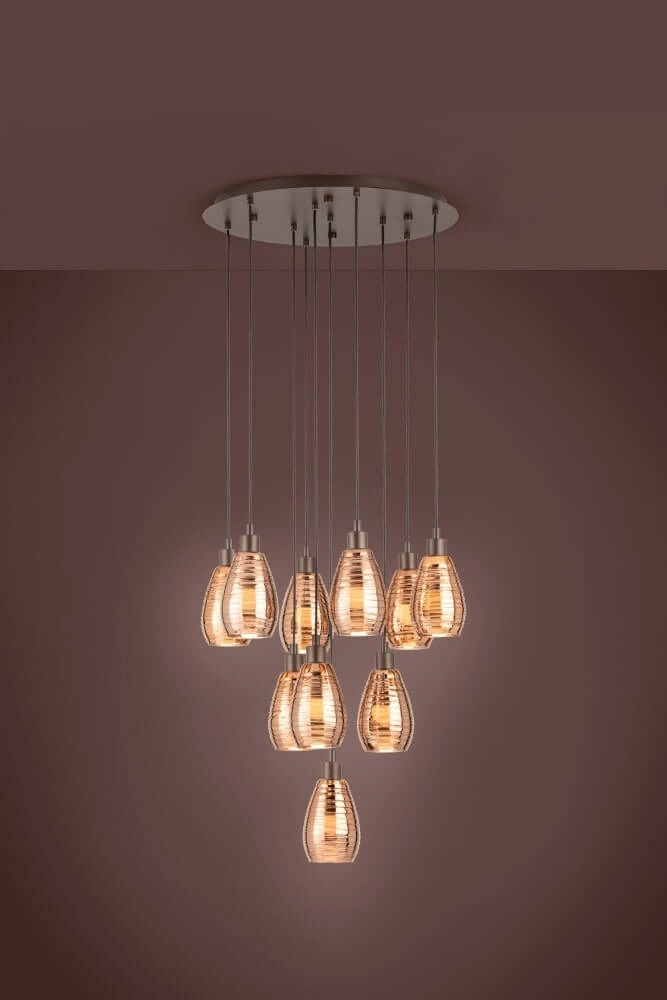 Design videlamp Siracusa 10-lichts bruin met koperglas Stars of Light 9002759395094