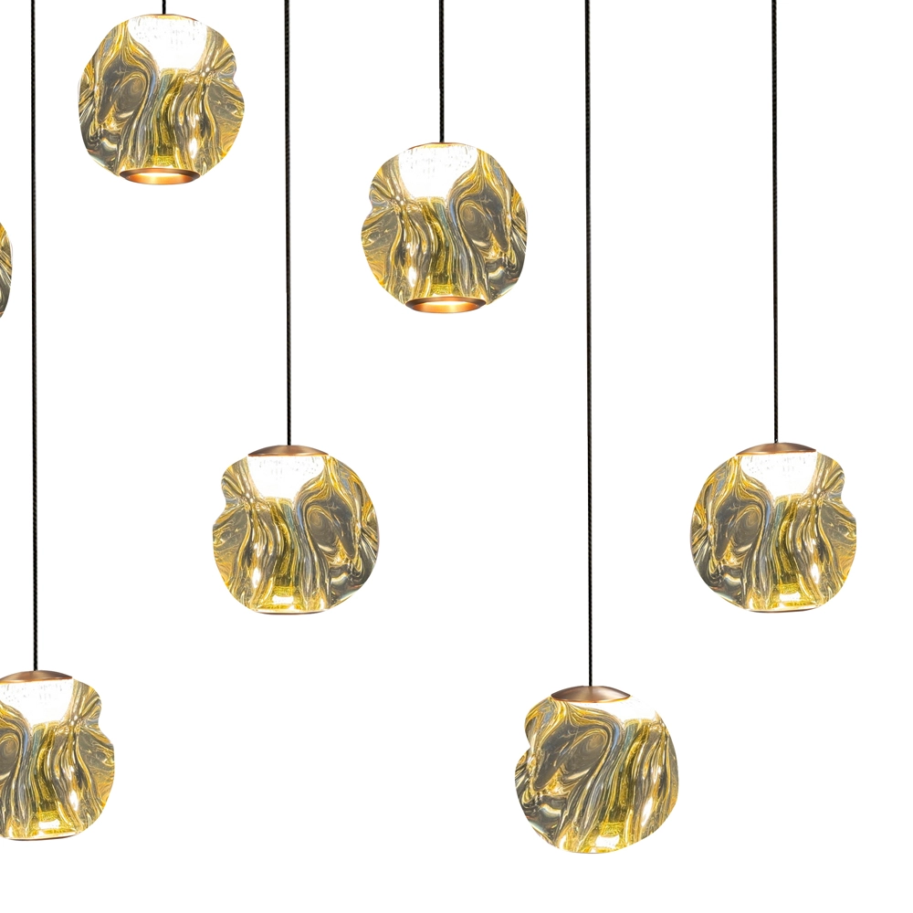 Hanglamp Melina 12-lichts zwart met amber glas Highlight 8718379050497