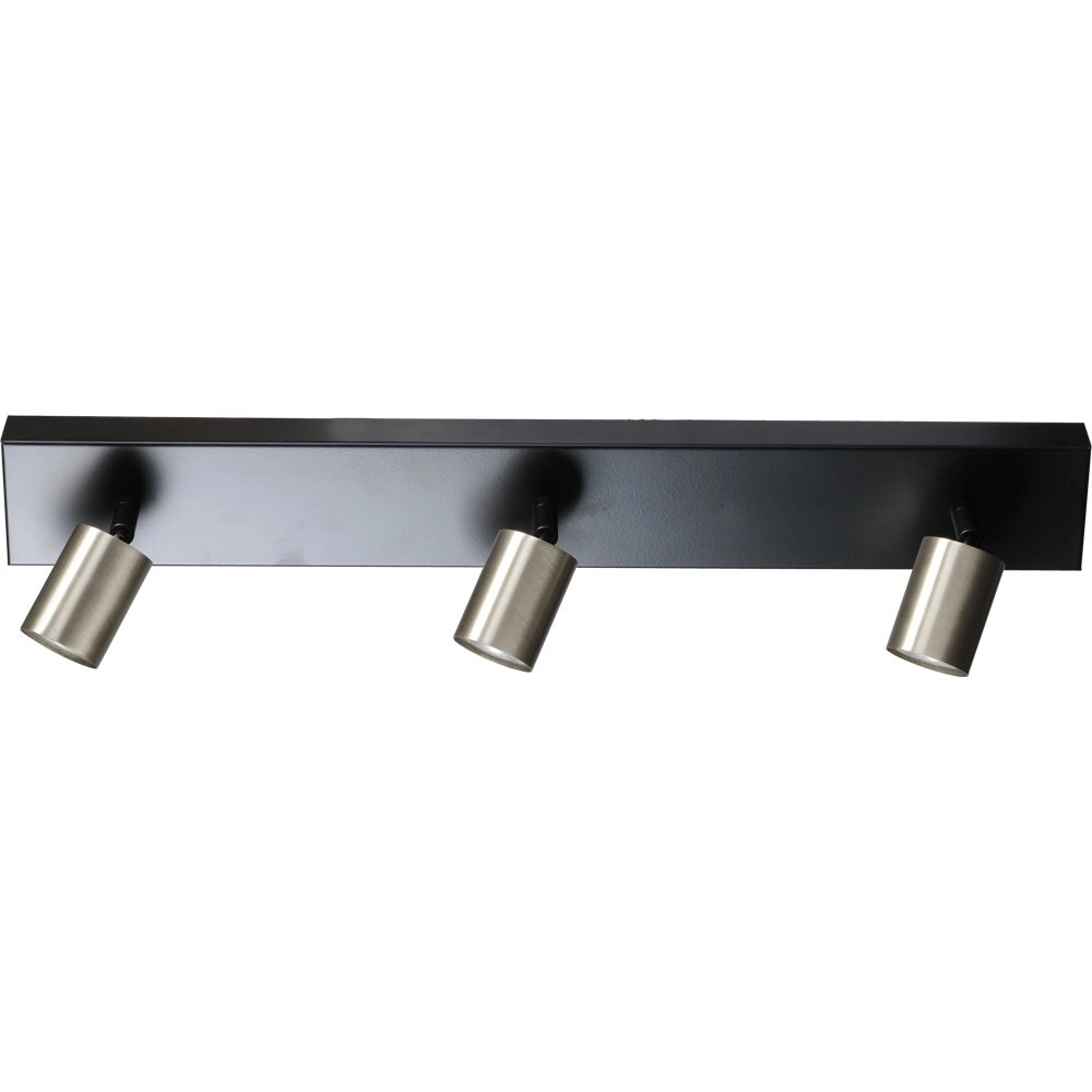 Zwarte plafondlamp Bounce met 3 nikkel spots Zwarte plafondlamp Bounce met 3 nikkel spots