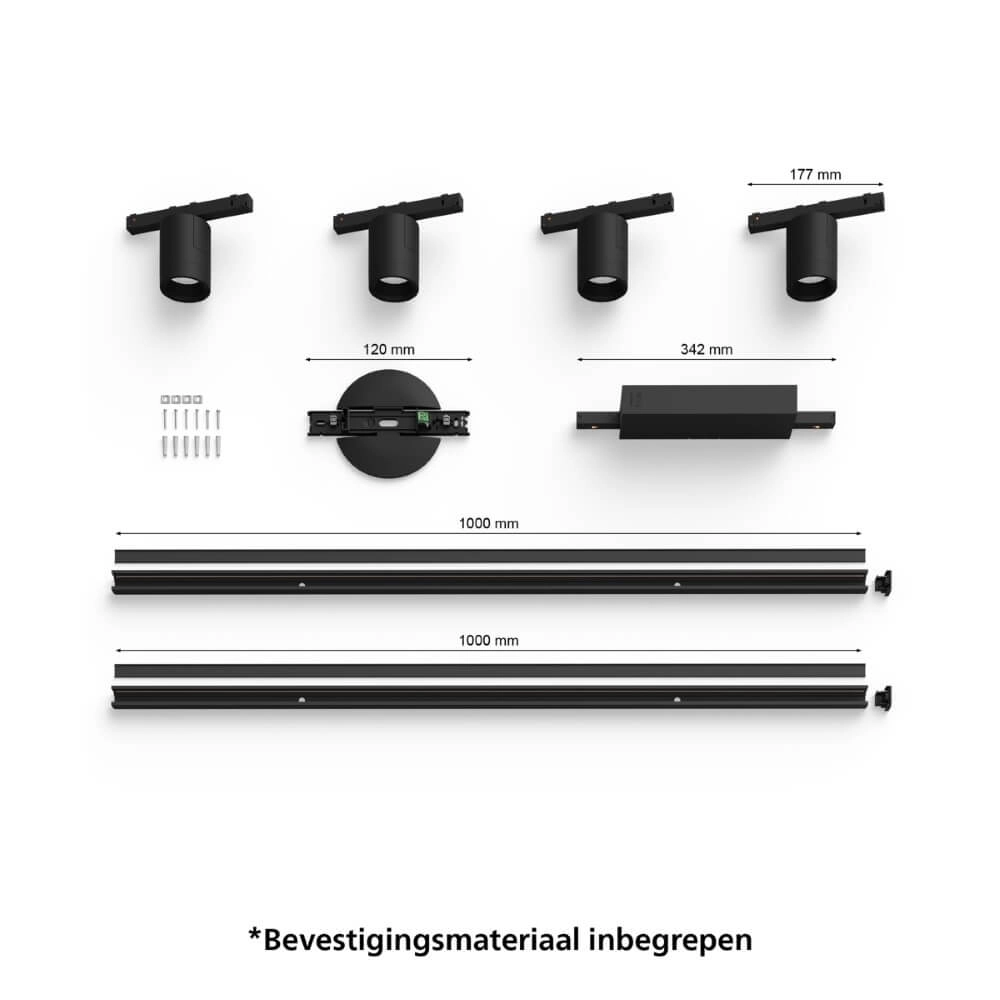 Hue Perifo - White and color set van 4 spots zwart Philips 8719514407763