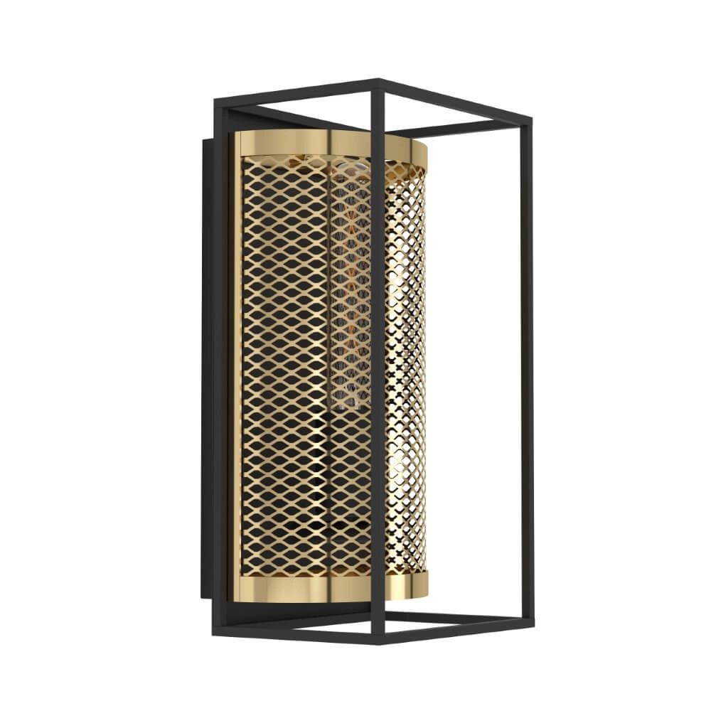 Landelijke wandlamp Nohales zwart met goud