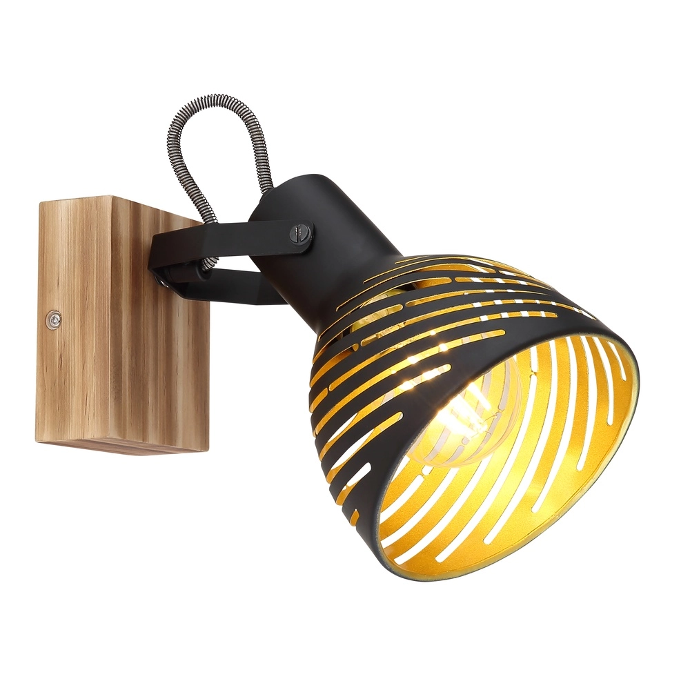 Wandlamp Lenna hout met zwart