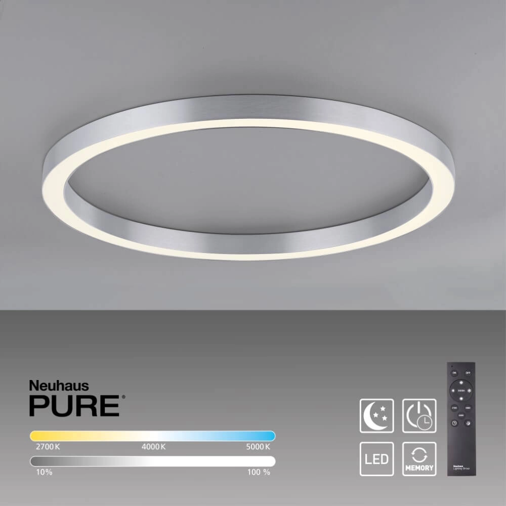 Ronde vloerlamp Pure Lines Round Ø 70cm aluminium Paul Neuhaus 4012248373538