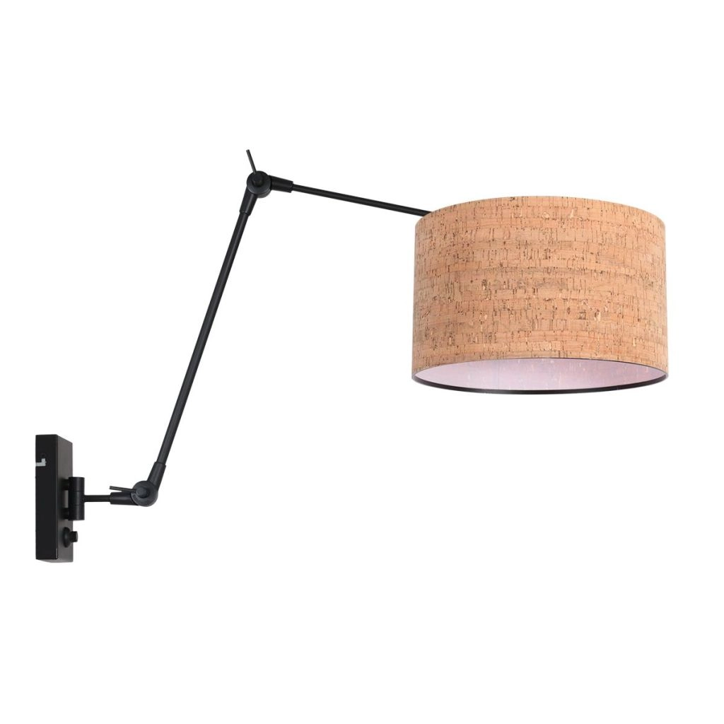 Zwarte wandlamp Prestige Chic met kurk kap Ø30cm Steinhauer 8712746180688