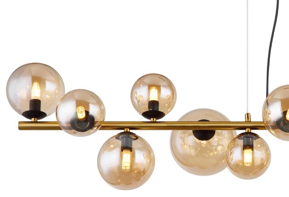 Gouden hanglamp Riha design met amber glas Globo 9007371448838