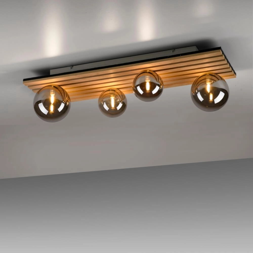 Houten plafondlamp Green Stika rechthoekig Just Light 4043689004248