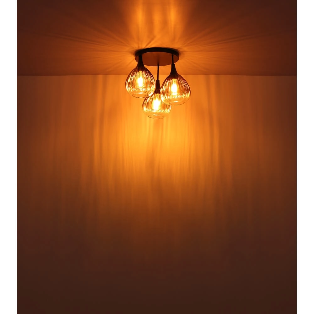 Ronde plafondlamp Fluoro 3-lichts zwart Globo 9007371465354